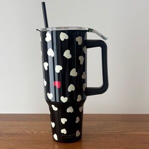 Kate Spade Black Tumbler with White Hearts